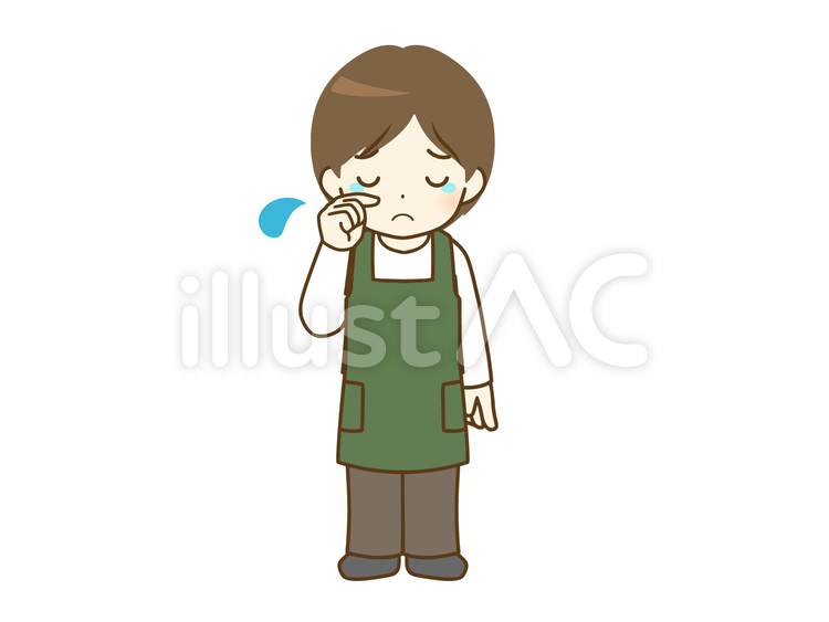 悲しむエプロンの若い男性 男性,エプロン,全身のイラスト素材