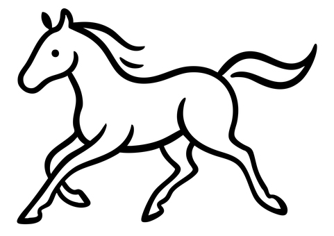 馬のシンプルな線画イラスト 馬,競馬,年賀状,賀年,干支,午年,2026,年賀,シンプル,線画のイラスト素材