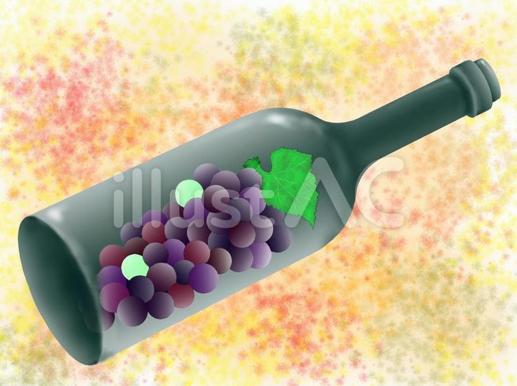 ワインボトルと葡萄 ボジョレー,ワイン,晩秋のイラスト素材