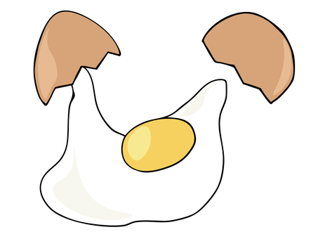 赤たまご パカッ 卵,白身,黄身,殻,主線あり,食べ物,広告,チラシ,cm,白背景のイラスト素材