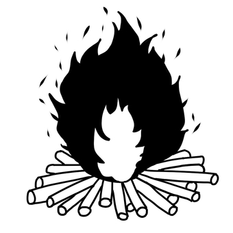 モノクロの焚火 焚火,火,薪,モノクロ,キャンプ,秋,冬のイラスト素材