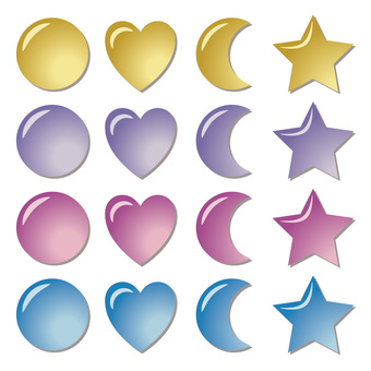 ぷくぷく ぷくぷく,ぷっくり,シール,ハート,丸,サークル,マル,月,三日月,ムーンのイラスト素材