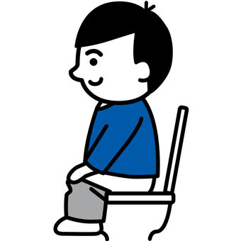 トイレに座る 子ども トイレ動作 トイレ,トイレ動作,子ども,男の子,生活動作,生活習慣,手順,生活,幼児,保育のイラスト素材