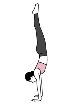 ヨガポーズ_下向きの木のポーズ_01 手書き,ヨガ,ヨガポーズ,下向きの木のポーズ,バランス,ストレッチ,フィットネス,線画,女性,健康のイラスト素材