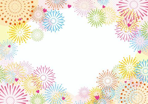 花火のタイトルフレーム2 花火,花火大会,打ち上げ花火,大輪,迫力,風物詩,イベント,夏,夏休み,夏祭りのイラスト素材