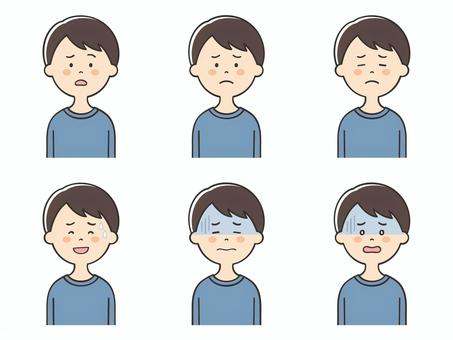 男性の困った表情セット 男性の困った表情セット 男性,男,大人,父,お父さん,長袖,人物,若い,10代,20代のイラスト素材