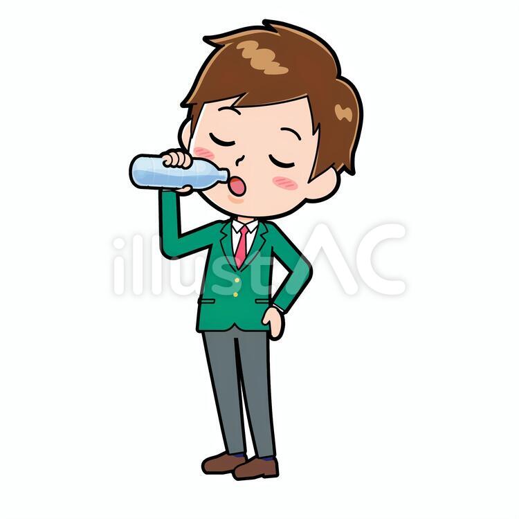 学生ブレザー男性　水を飲む 男性,人物,学生のイラスト素材