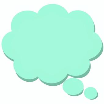 吹き出し　ふきだし　もくもく　グリーン 吹き出し,フキダシ,ふきだし,緑,ミントグリーン,パステルカラー,もくもく,考える,コメント,かわいいのイラスト素材