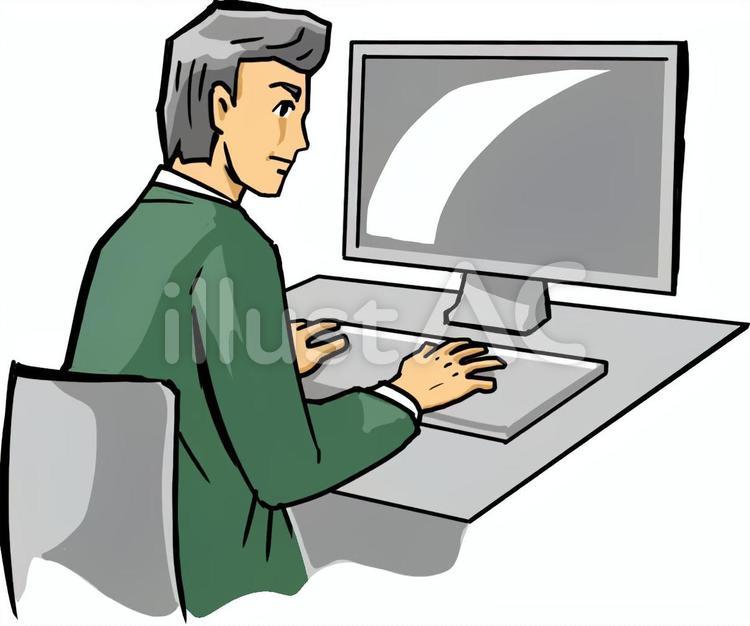 会社員とコンピューター 会社員,コンピュータ,コンピューターのイラスト素材