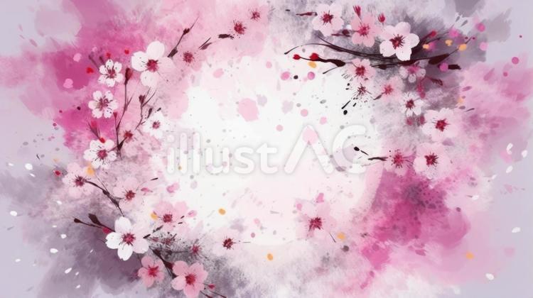 桜で装飾された抽象的な背景：AI作品 桜,花,花吹雪のイラスト素材