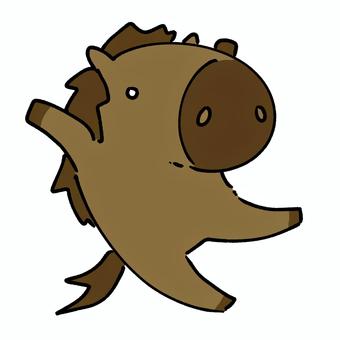 喜ぶ馬 馬,動物,生き物,四足歩行,立て髪,年賀状,お正月,干支,かわいい,ゆるいのイラスト素材