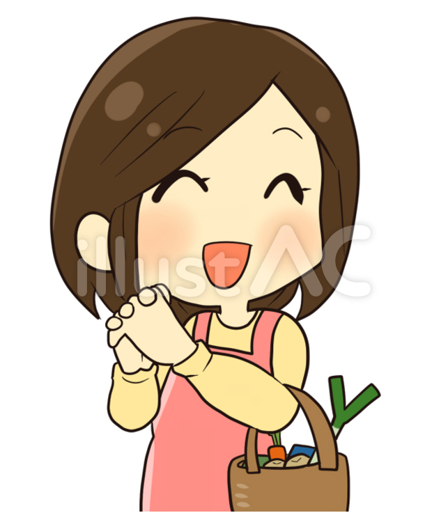 主婦　喜ぶ 主婦,喜ぶ,笑顔のイラスト素材