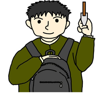 通勤・通学する男性 男性,通学,通勤,電車,バス,吊革,リュック,抱える,学生,会社員のイラスト素材