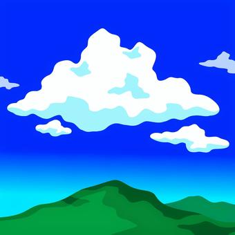 雄大積雲 気象,雲,積雲,雄大積雲,雄大雲,入道雲,山,青空,グラデーション,青色のイラスト素材