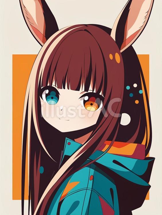うさぎの耳がついたアニメ調の美少女1 美少女,女性,女の子のイラスト素材