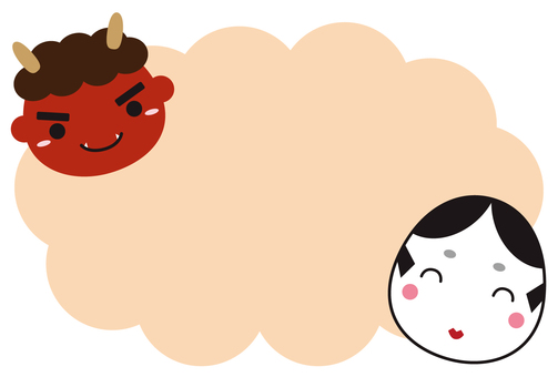 Setsubun Otafuku speech bubble illustration 04, , JPG, PNG and EPS