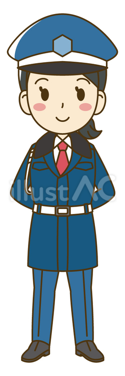 立っている冬服を着た警備員の女性＿守衛 警備員,冬服,冬のイラスト素材