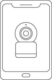 スマートホーム IoTアイコン（カメラ） スマートホーム,見守りカメラ,ベビーモニター,ペットカメラ,iot,線画,モノクロ,スマホ,モバイル操作,監視のイラスト素材