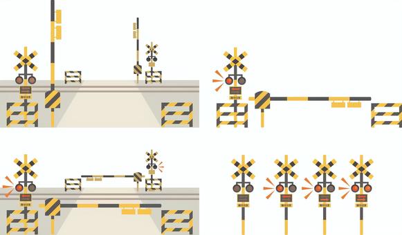 鉄道信号機セット 鉄道信号機,鉄道,信号機,遮断機,交通のイラスト素材