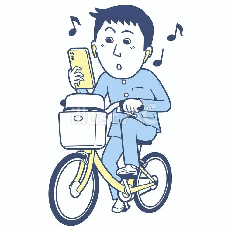 自転車の違反運転（男子学生）_淡色版 淡色版,自転車,違反のイラスト素材