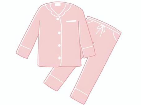 春秋パジャマ上下セット　ピンク パジャマ,寝巻き,夜間着,部屋着,服,衣類,洋服,服装,ルームウェア,トップスのイラスト素材