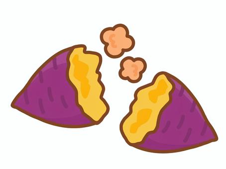 焼き芋（2個） 焼き芋,芋,秋,ふかし芋,湯気,煙,シンプル,かわいい,手描き,アイコンのイラスト素材