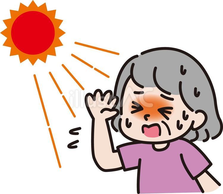熱中症＿シニア女性 熱中症,危険,暑いのイラスト素材