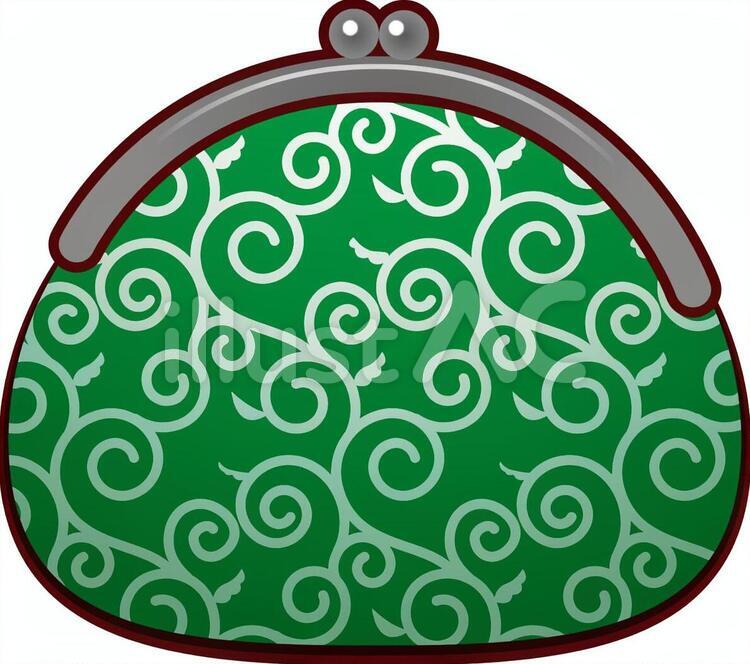 がまぐちのお財布 がまぐち,サイフ,唐草模様のイラスト素材