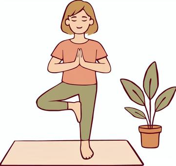 ヨガ【1】 ヨガ,ヨガポーズ,バランス,運動,健康,ヘルスケア,健康習慣,フィットネス,エクササイズ,ストレッチのイラスト素材