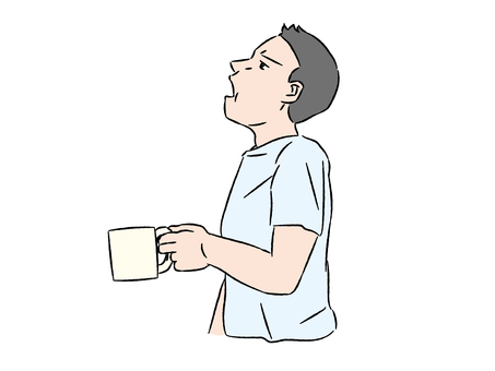 うがいをする男性 男性,若者,うがい,カップ,予防,tシャツのイラスト素材