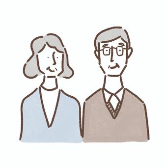 優しい笑顔のシニア夫婦 シニア,高齢者,老夫婦,おじいさん,おばあさん,祖父母,夫婦,カップル,敬老の日,高齢化社会のイラスト素材