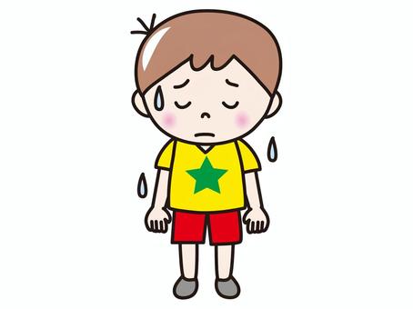 園児男子(しょぼん） 人物,男の子,幼稚園児,こども,しょぼん,がっかりのイラスト素材