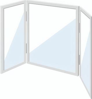 三面鏡 三面鏡,鏡,ミラー,卓上,折りたたみ,メイク,化粧,身だしなみ,おしゃれ,インテリアのイラスト素材