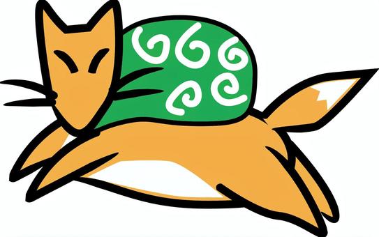 ドロボーキツネ　 ドロボー,キツネ,風呂敷,背負う,動物,ジャンプ,昔話,コミカルのイラスト素材