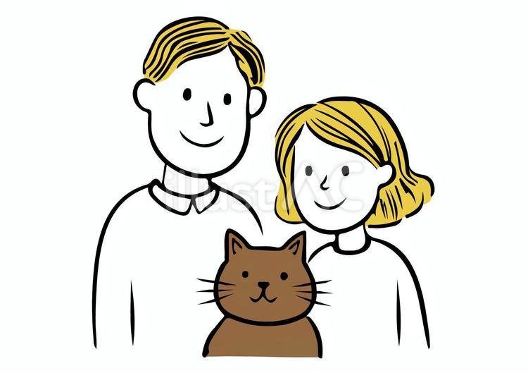 猫と人 猫,男性,女性のイラスト素材