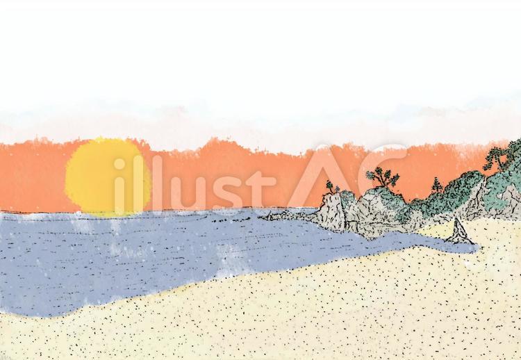 桂浜日の出(透過) 高知,桂浜,土佐のイラスト素材