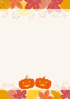ハロウィン縦背景_半透明帯 ハロウィン,背景,かぼちゃ,フレーム,縦,ジャックオランタン,ジャックオーランタン,笑顔,植物,葉っぱのイラスト素材