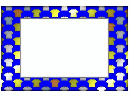 Tシャツのフレ−ム　青 tシャツ,フレ−ム,ポストカード,メッセージカード,柄,パターン,金色,銀色,青,長方形のイラスト素材