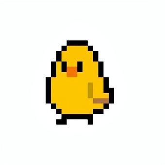 ヒヨコ・ドット 動物,ドット,ピクセルアート,ワンポント,アイコン,イラスト,２d,2次元,ヒヨコのイラスト素材