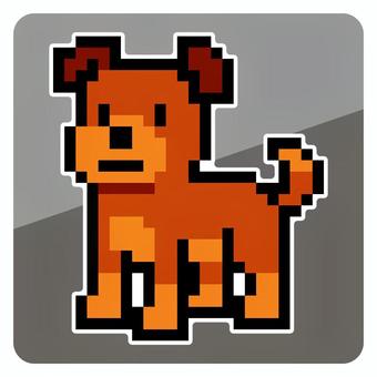 イヌのピクセルアートアイコン イヌ,ドッグ,犬,犬種,動物,ペット,家犬,哺乳類,かわいい,ドット絵のイラスト素材