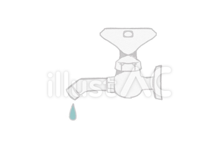 蛇口の水漏れのイラスト 蛇口,水漏れ,水彩風のイラスト素材