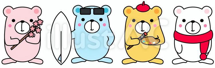 クマの四季 クマ,熊,四季のイラスト素材