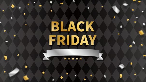 ブラックフライデー SALE バナー背景 黒,ブラックフライデー,11月,16:9,セール,バナー,背景,金,紙吹雪,キャンペーンのイラスト素材