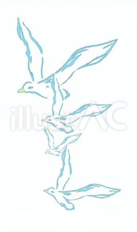 カモメの群れイラスト カモメ,動物,海鳥のイラスト素材