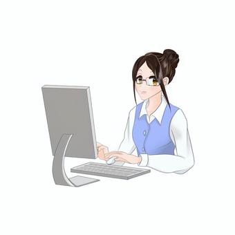 Woman_work_computer, computer, business affairs, accounting, JPG and PNG