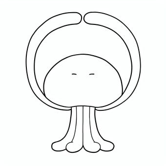 マルポーズをするタコ型宇宙人 キャラクター,宇宙人,火星人,異星人,宇宙,エイリアン,タコ,モンスター,かわいい,デフォルメのイラスト素材