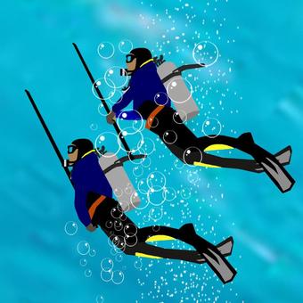 スキューバーダイビング2 スキューバーダイビング,海中,深海,海,潜るのイラスト素材