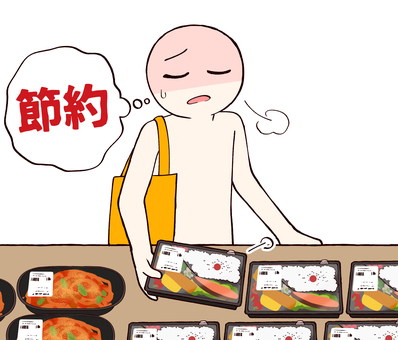 節約を考えて弁当を諦める人 棒人間 棒人間,人物,客,諦める,節約,買わない,悩む,考える,ため息,残念のイラスト素材