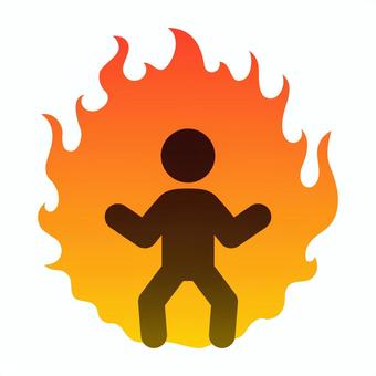 燃え上がる人 炎上,人,燃える,炎,熱い,やる気,ホット,火,棒人間のイラスト素材