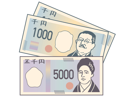 偉人のお札:七千円(1) 偉人のお札:七千円(1) お札,紙幣,お金,5000,1000,五千円札,千円札,偉人,人物,津田のイラスト素材